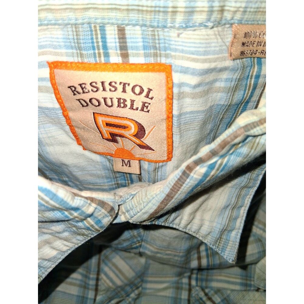 Resistol Double Plaid Button-Up Shirt M Cotton Blend Mens Western Wear
